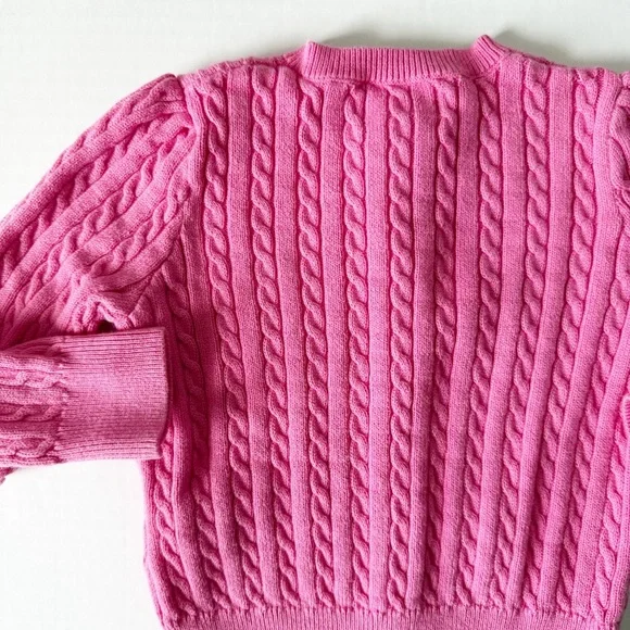 Polo Ralph Lauren Cable Knit Cotton Button Cardigan Pink Girls 3T - Picture 7 of 7